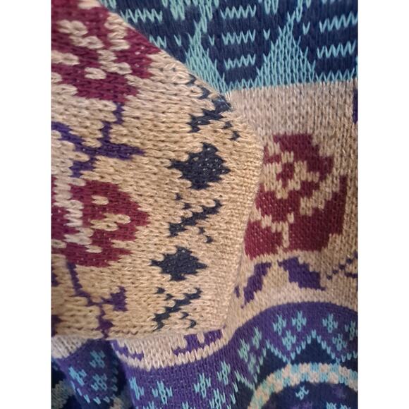 Vintage Medallion Colorful Knit Sweater with Rose Pattern‎ - Picture 4 of 7